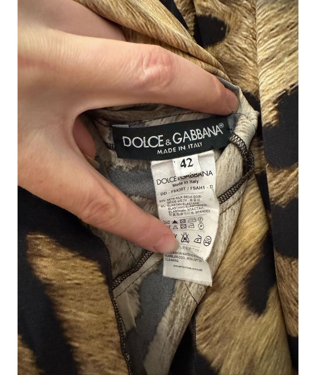 DOLCE&GABBANA Коричневое шелковое платье, фото 3