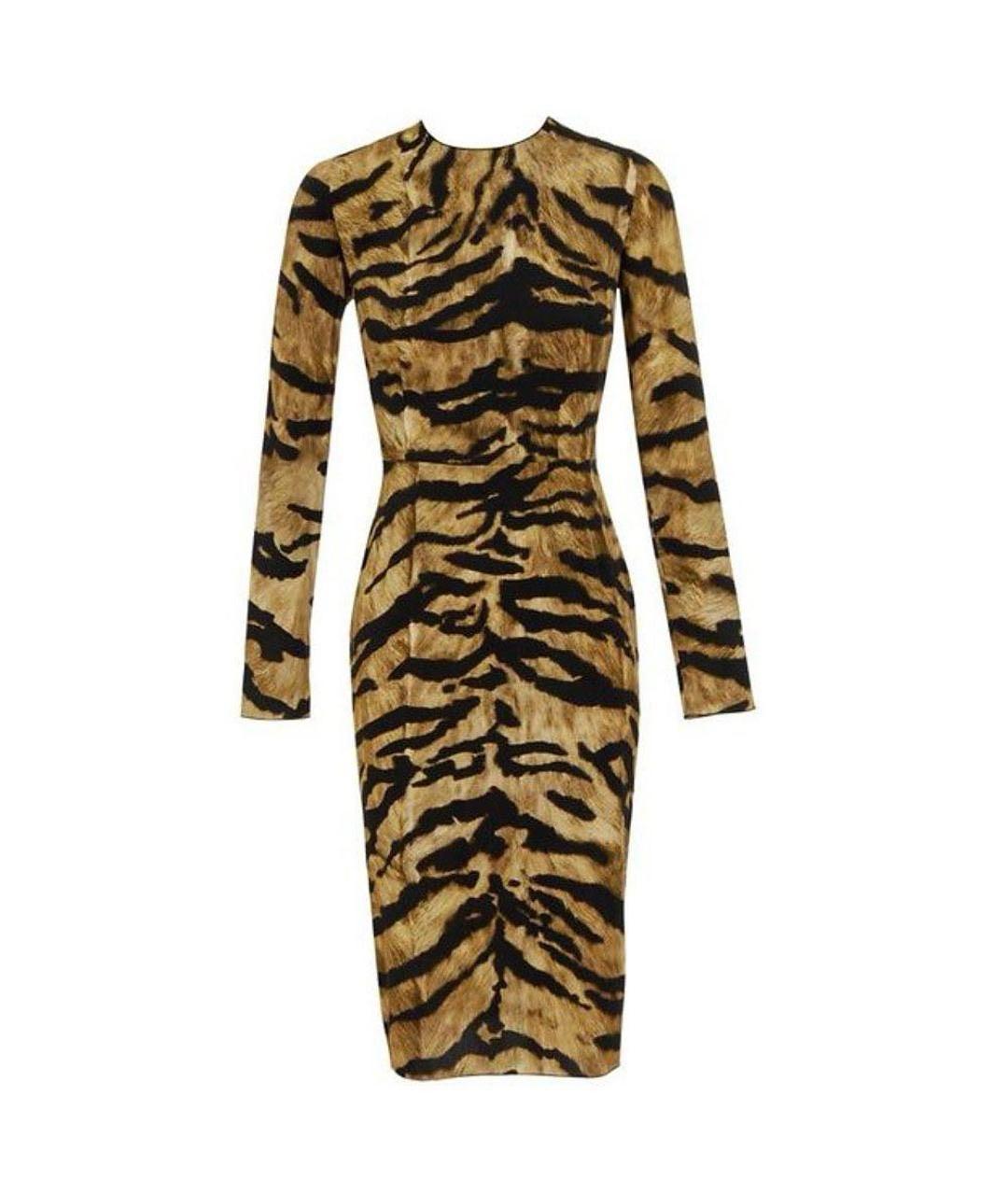 DOLCE&GABBANA Коричневое шелковое платье, фото 5