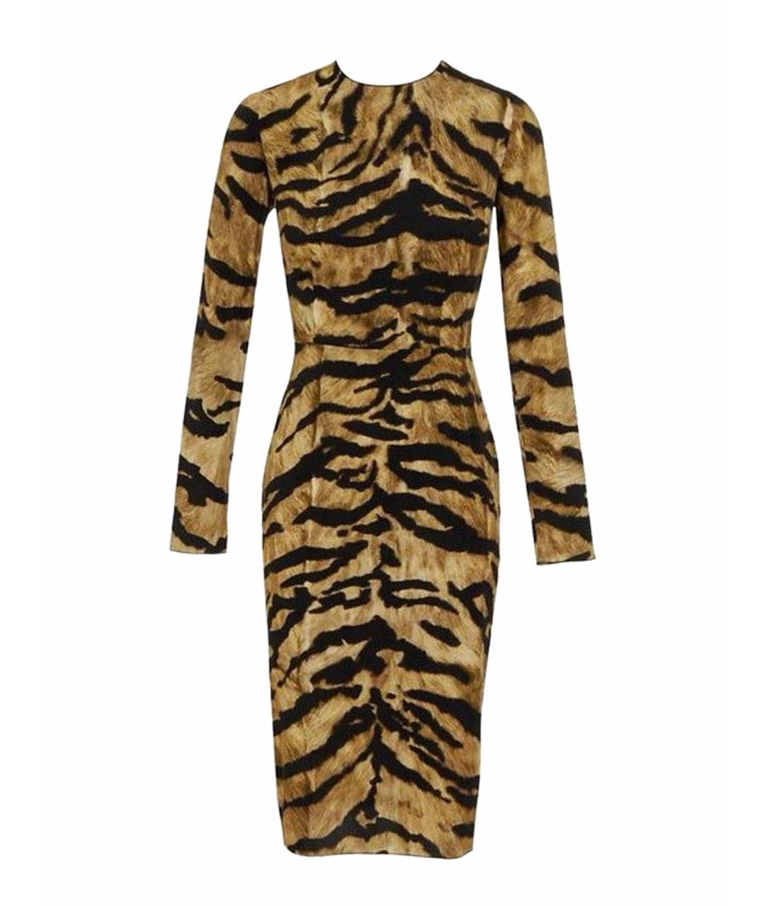 DOLCE&GABBANA Коричневое шелковое платье, фото 1