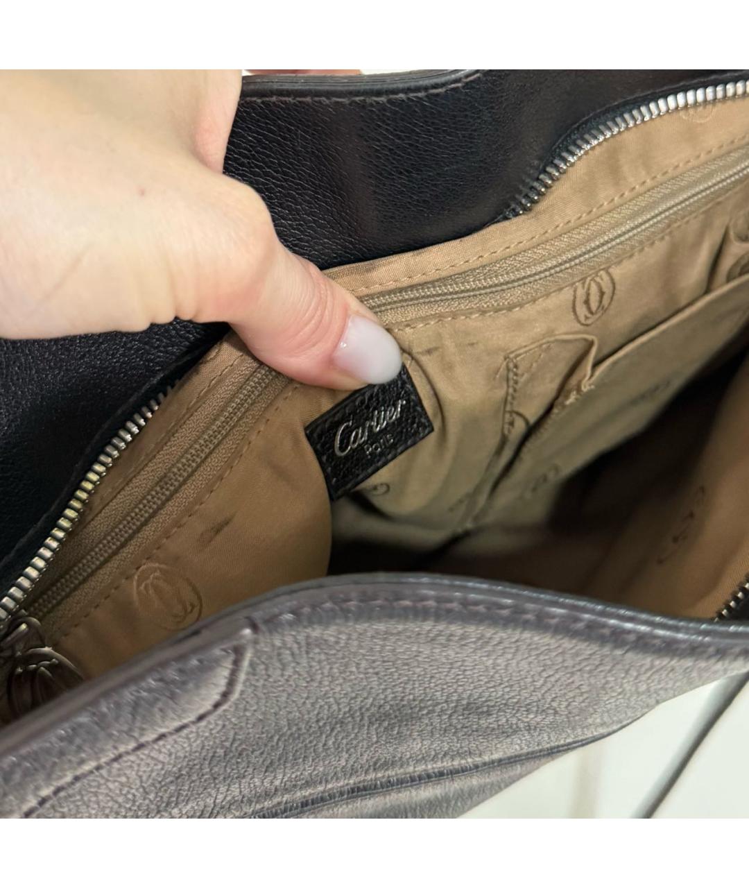 CARTIER Черная кожаная сумка через плечо, фото 5