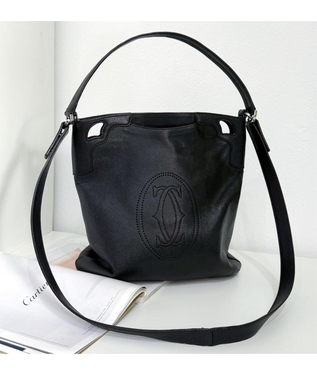 CARTIER Черная кожаная сумка через плечо, фото 9