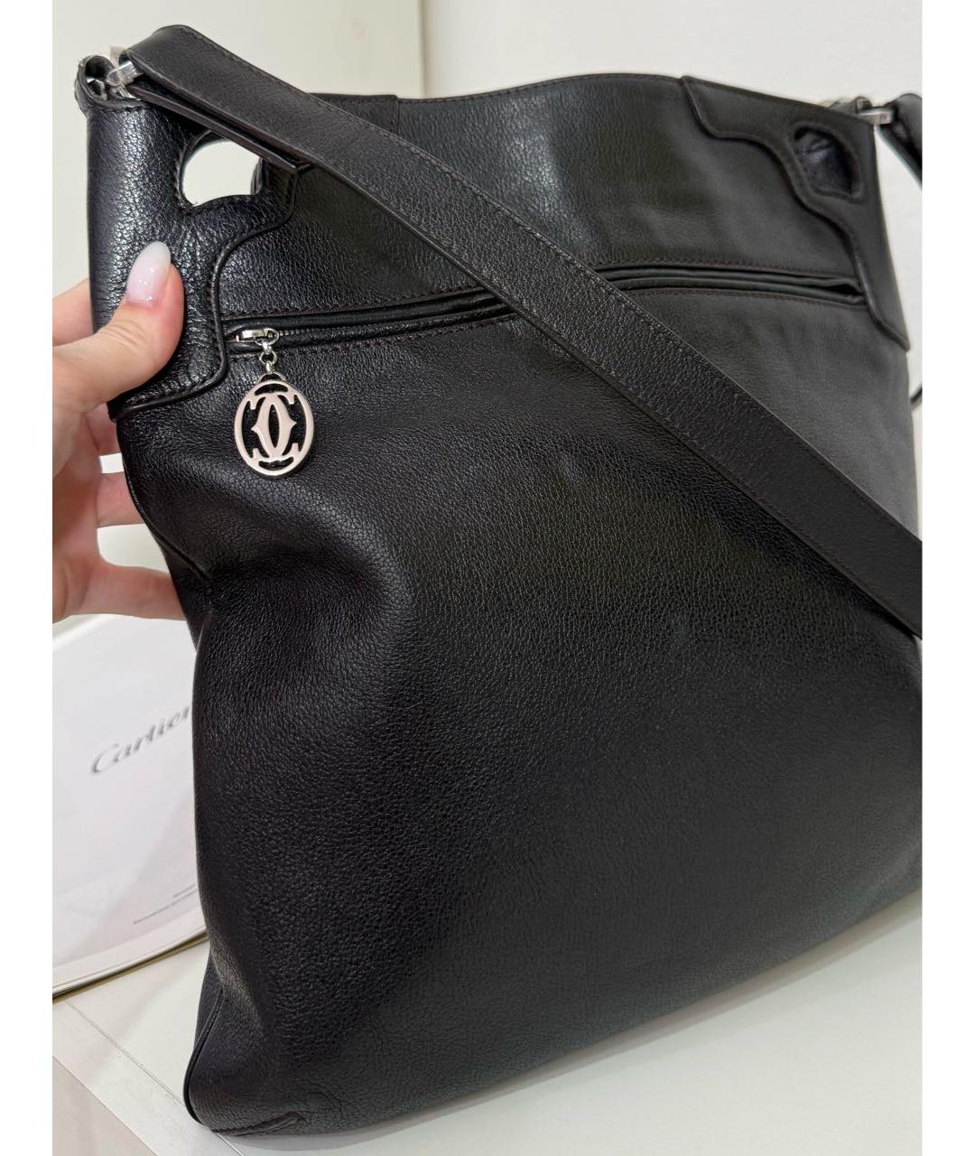 CARTIER Черная кожаная сумка через плечо, фото 4