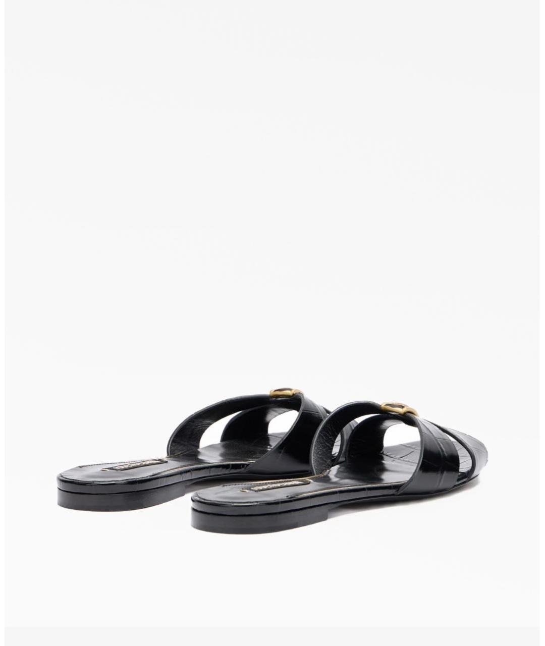ROBERTO CAVALLI Черные кожаные шлепанцы, фото 4