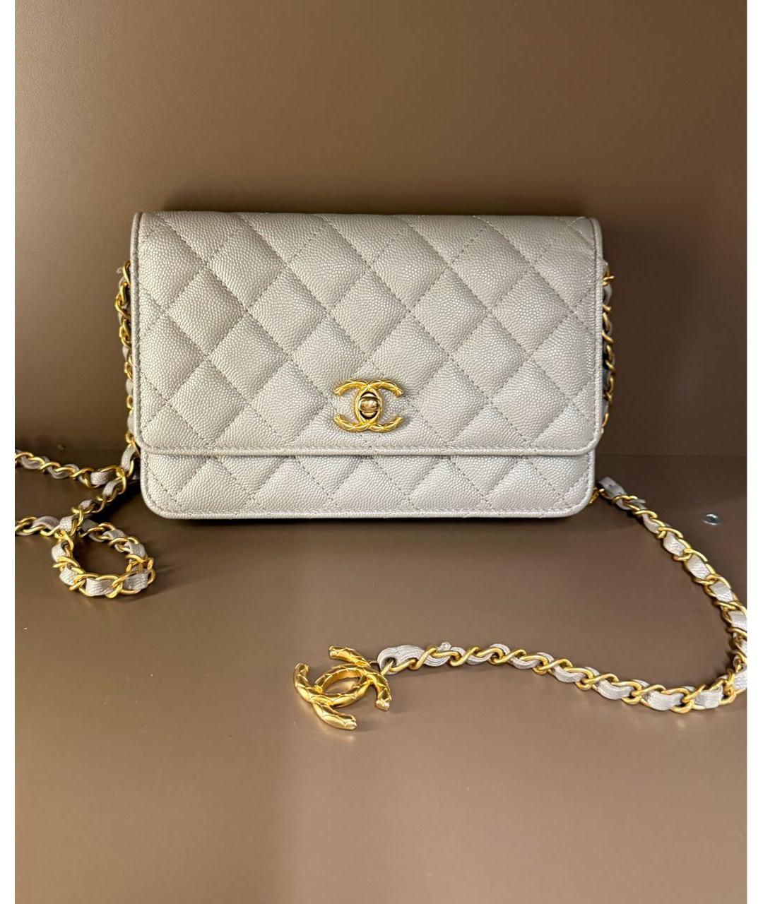 CHANEL Серебряная кожаная сумка через плечо, фото 9