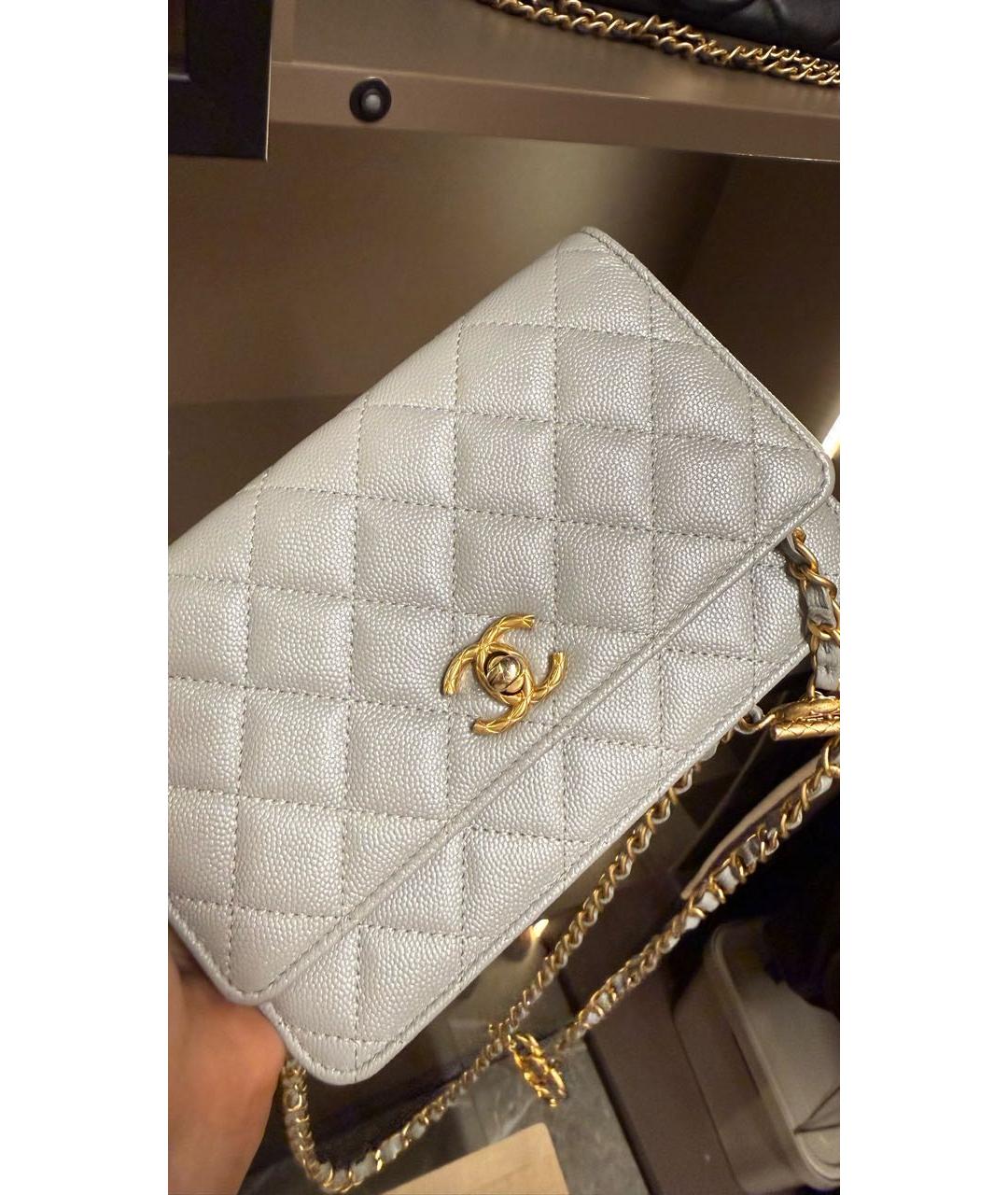 CHANEL Серебряная кожаная сумка через плечо, фото 8