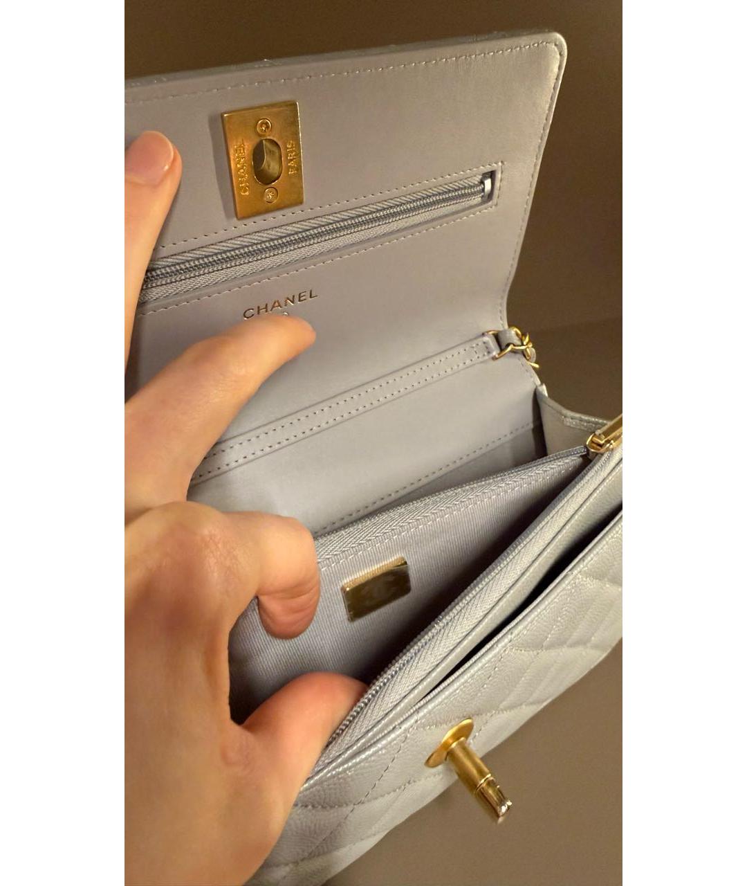 CHANEL Серебряная кожаная сумка через плечо, фото 6