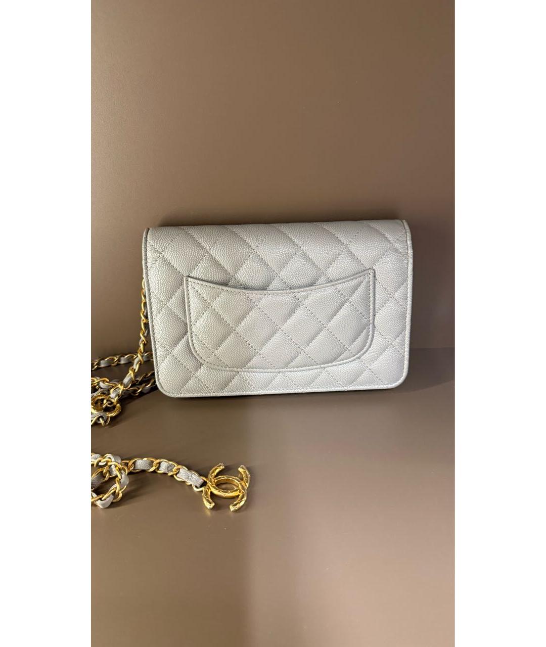 CHANEL Серебряная кожаная сумка через плечо, фото 3