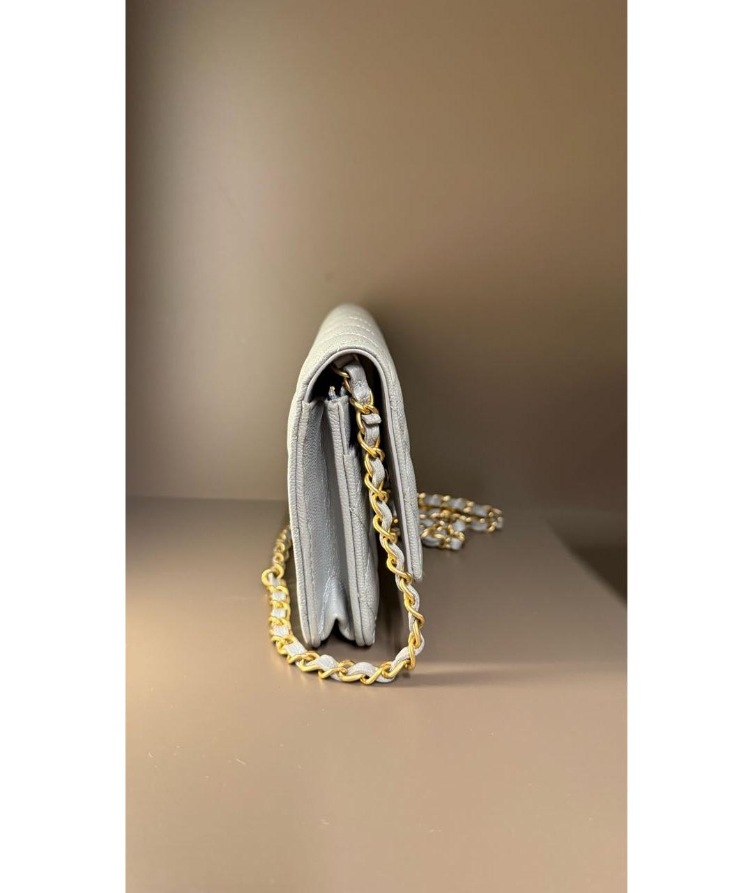 CHANEL Серебряная кожаная сумка через плечо, фото 2