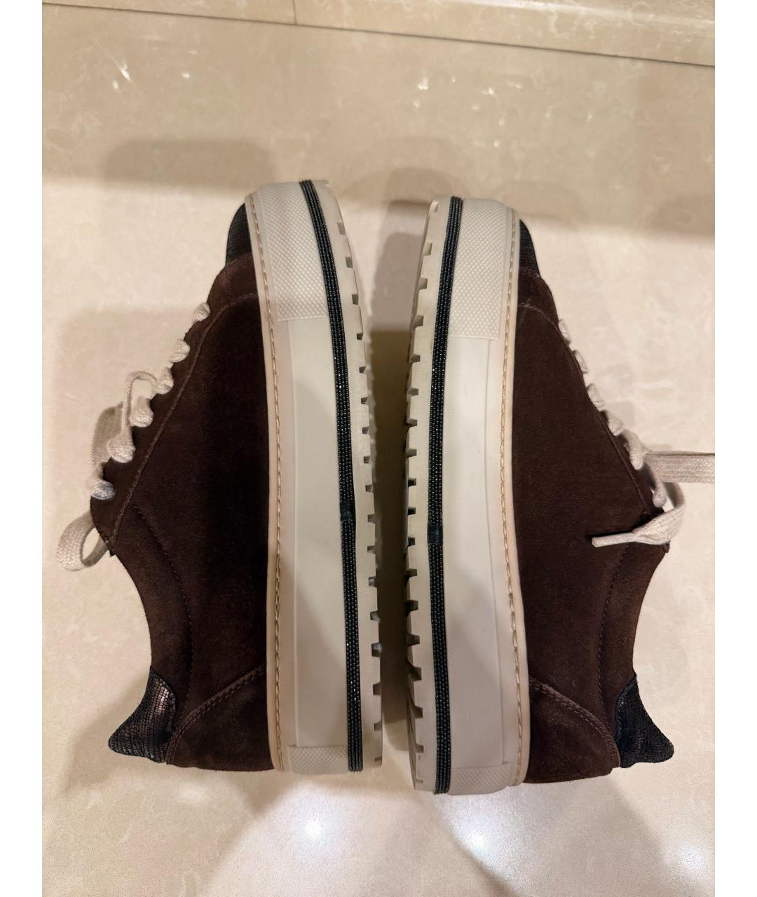 BRUNELLO CUCINELLI Бордовые замшевые кеды, фото 7