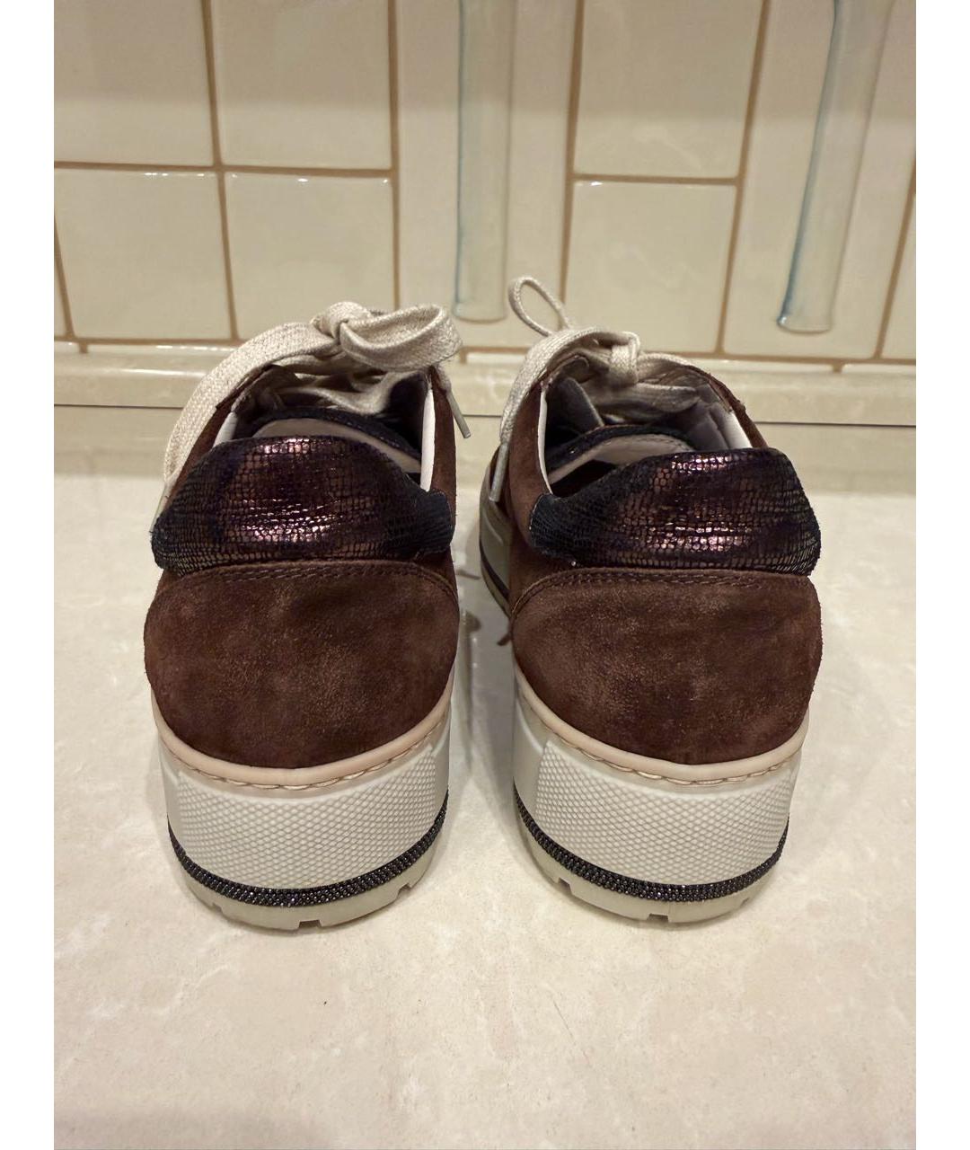 BRUNELLO CUCINELLI Бордовые замшевые кеды, фото 4