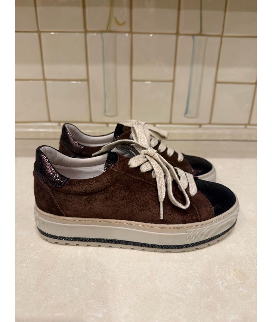 BRUNELLO CUCINELLI Бордовые замшевые кеды, фото 9