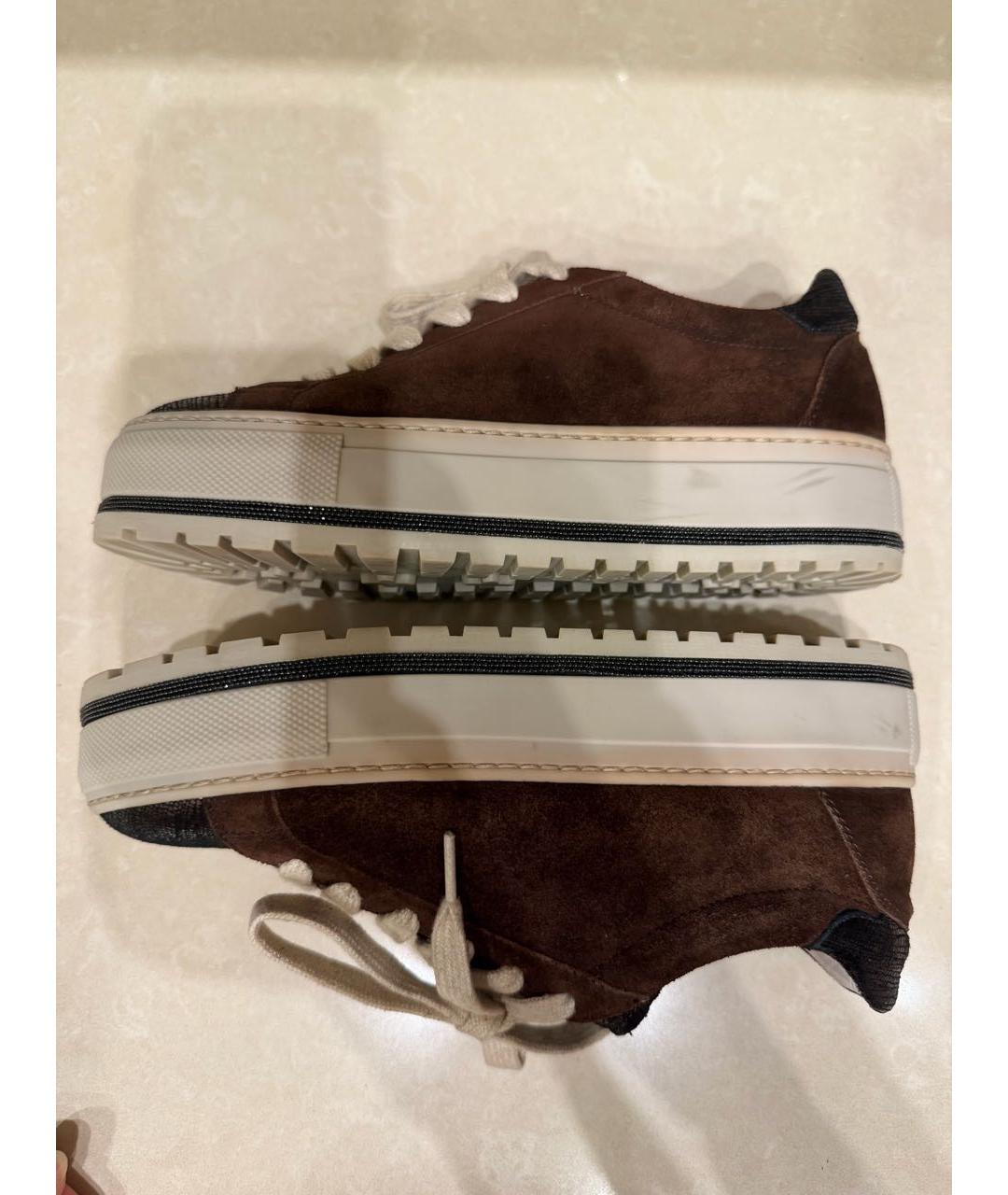 BRUNELLO CUCINELLI Бордовые замшевые кеды, фото 8