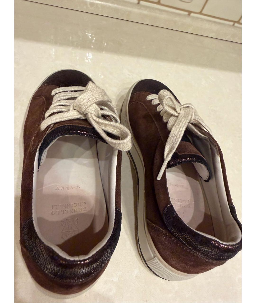 BRUNELLO CUCINELLI Бордовые замшевые кеды, фото 3