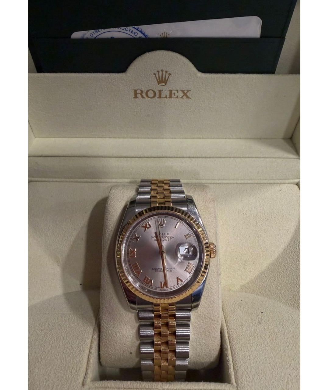ROLEX Серые часы из желтого золота, фото 3
