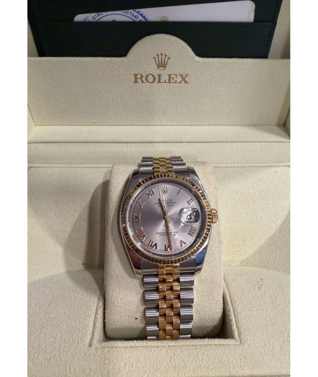 ROLEX Серые часы из желтого золота, фото 6