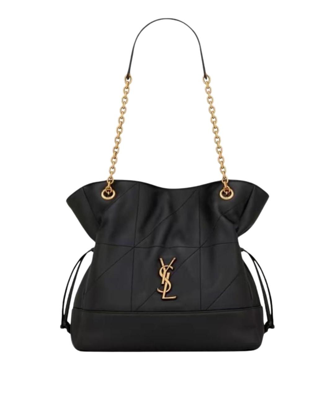 SAINT LAURENT Черная кожаная сумка тоут, фото 1