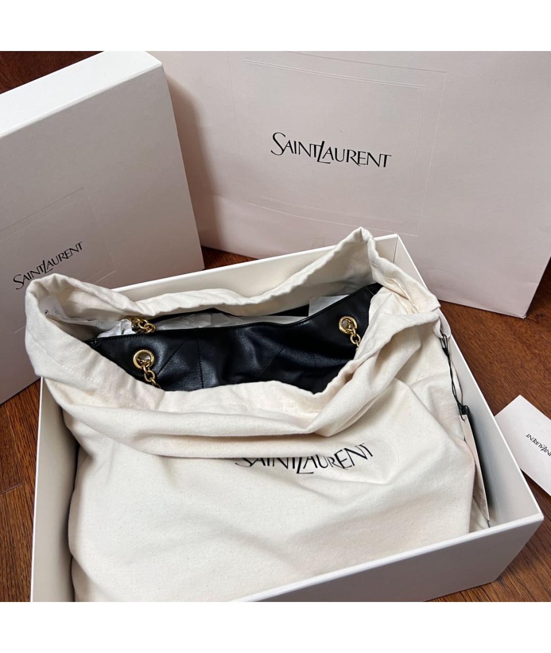 SAINT LAURENT Черная кожаная сумка тоут, фото 3