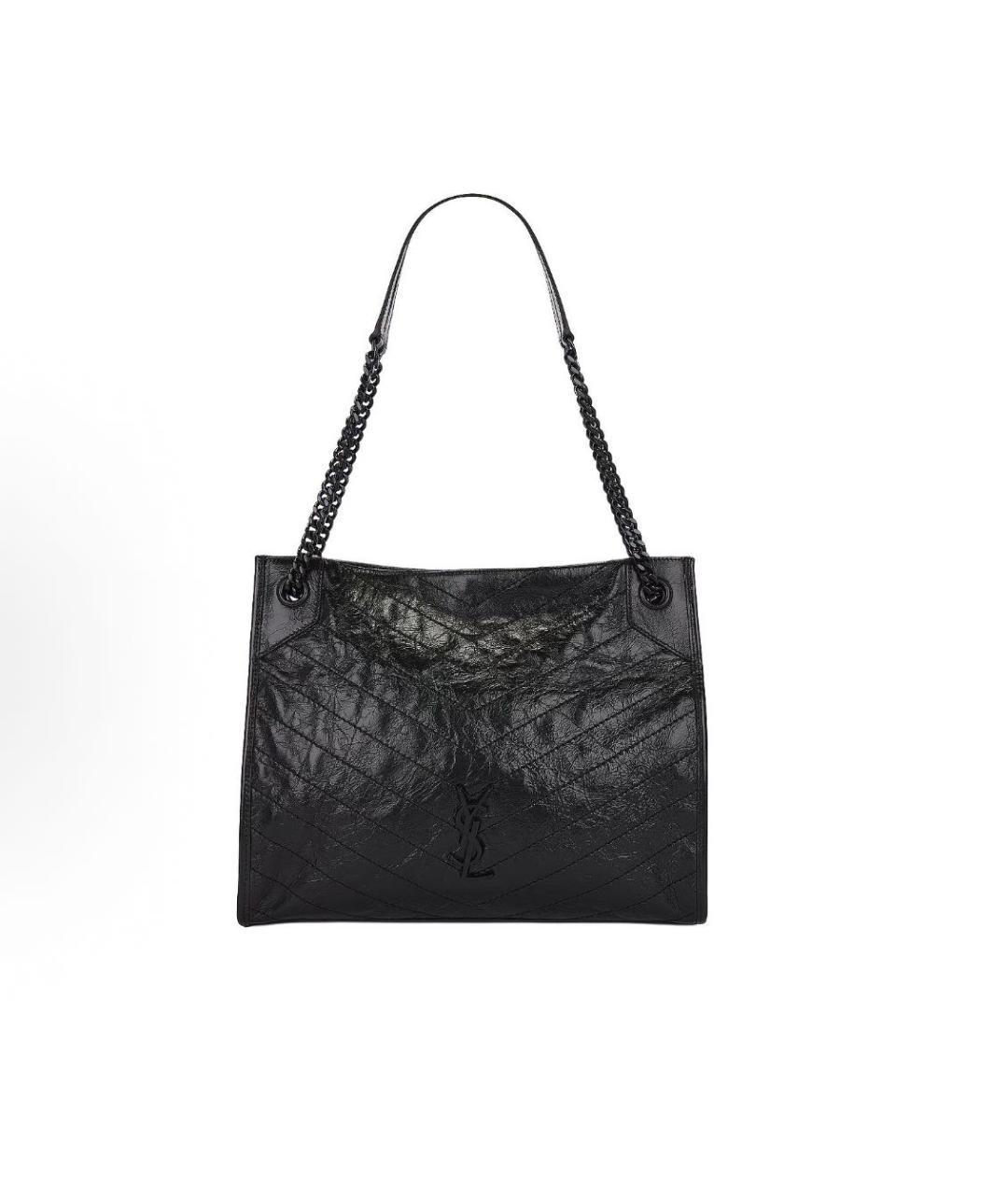 SAINT LAURENT Черная сумка тоут из лакированной кожи, фото 5