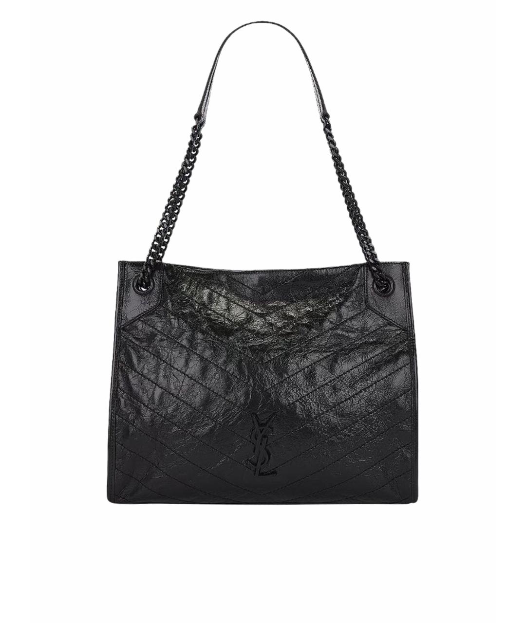 SAINT LAURENT Черная сумка тоут из лакированной кожи, фото 1