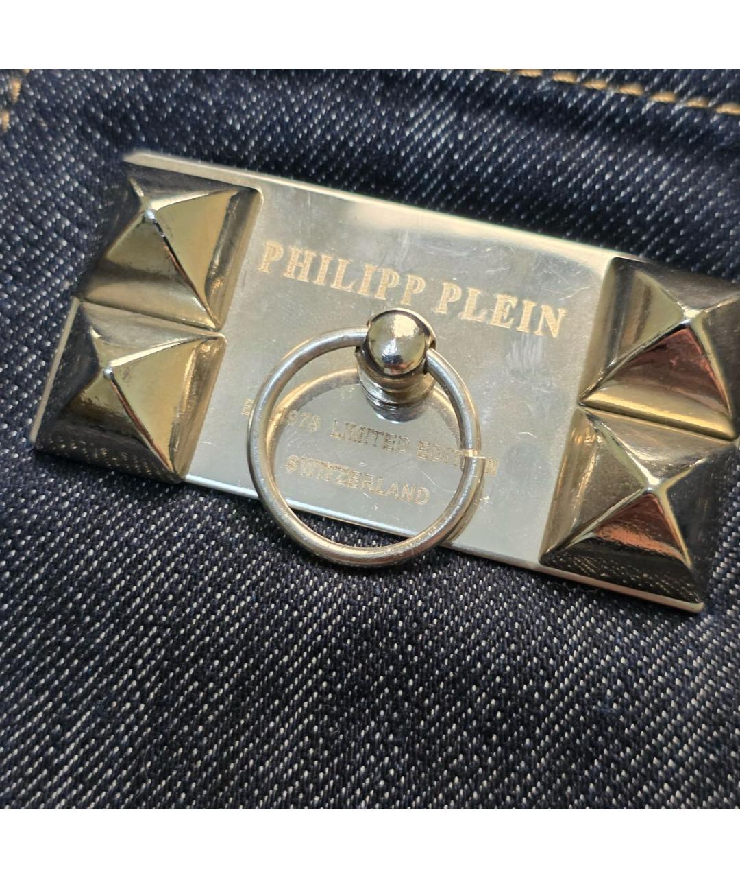 PHILIPP PLEIN Синяя хлопковая юбка мини, фото 5