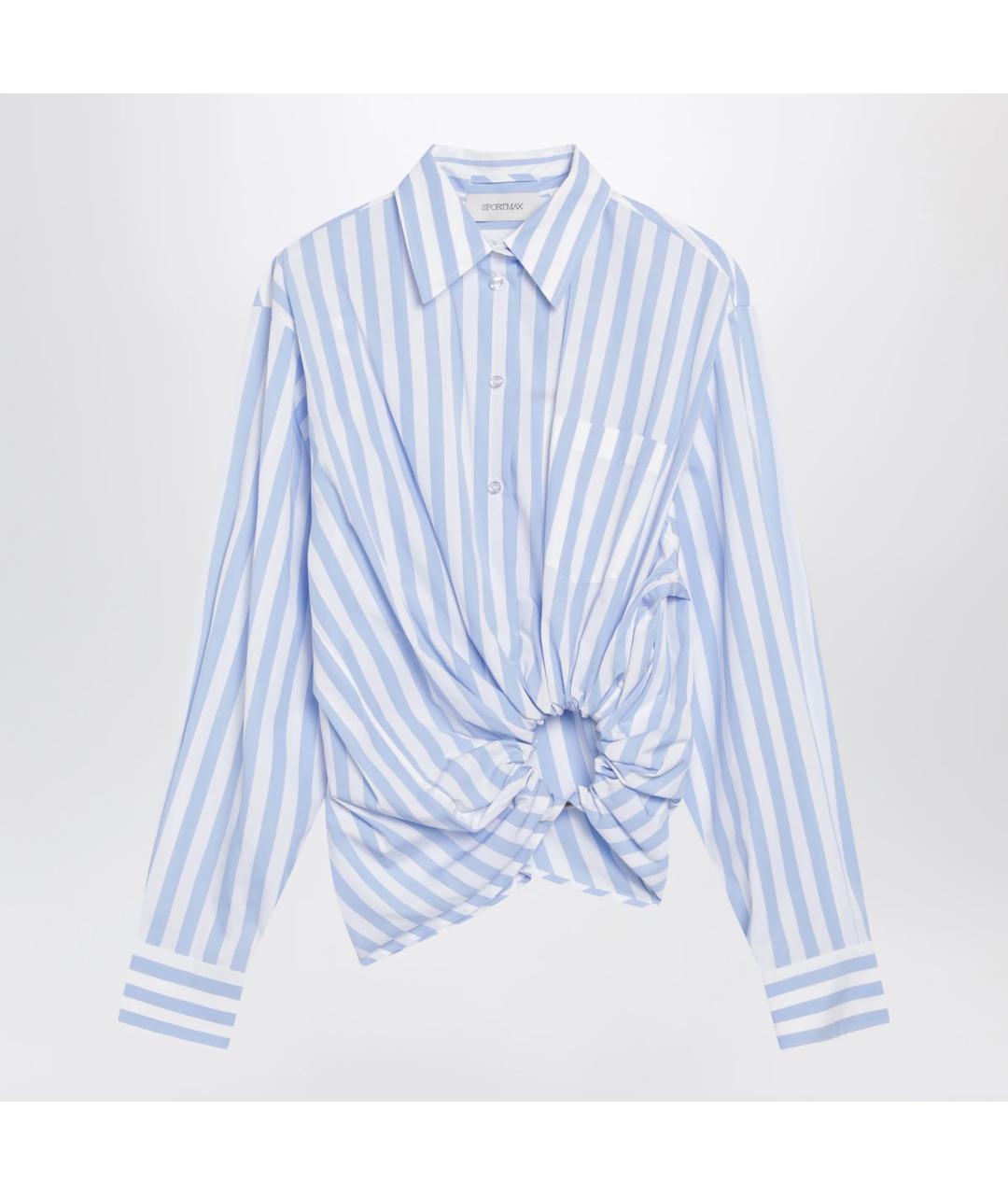 SPORTMAX Голубая хлопковая рубашка, фото 3