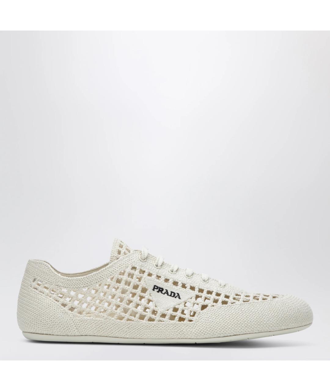 PRADA Белые текстильные кроссовки, фото 3