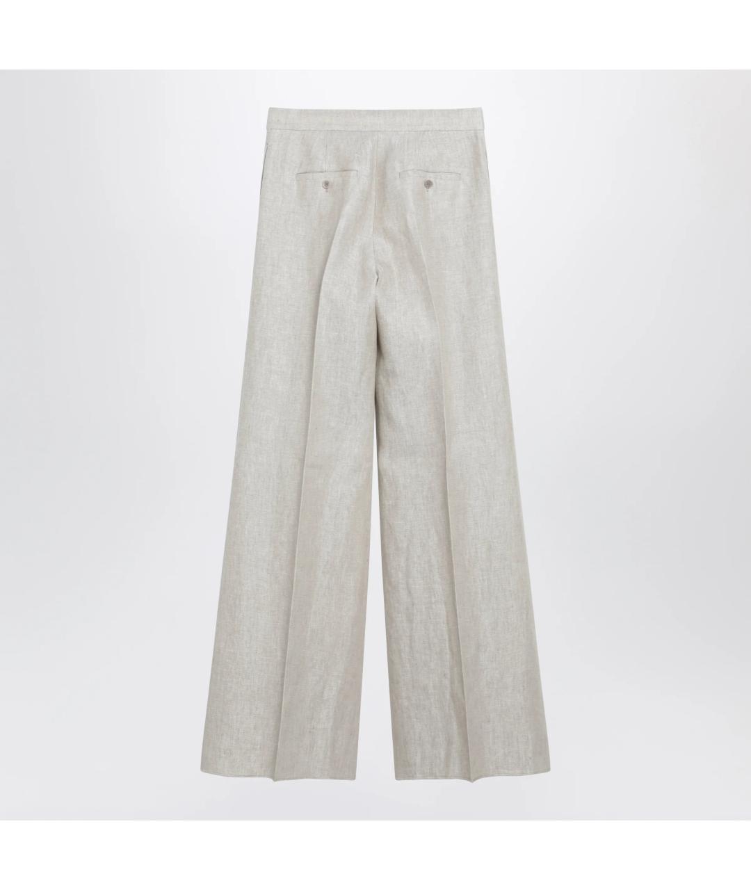MAX MARA Бежевые льняные брюки широкие, фото 2