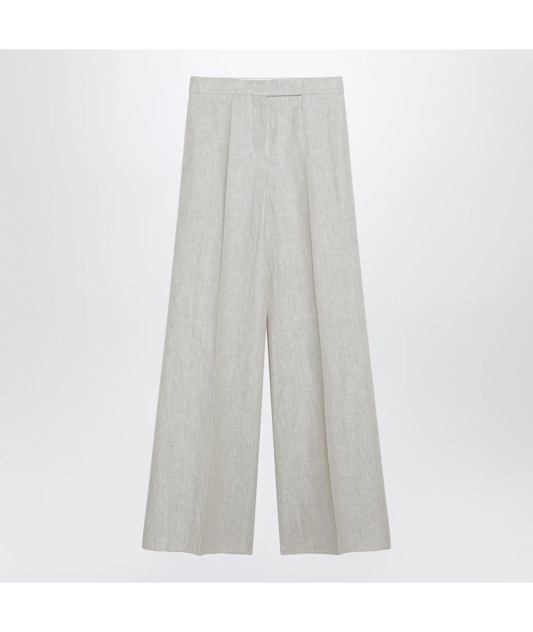 MAX MARA Бежевые льняные брюки широкие, фото 3