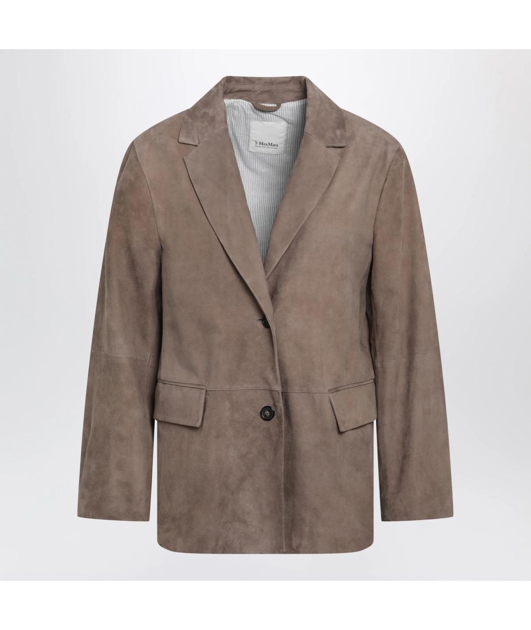 'S MAX MARA Коричневый замшевый жакет/пиджак, фото 3