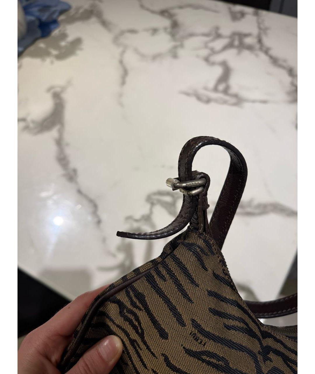 FENDI Коричневая сумка с короткими ручками, фото 7