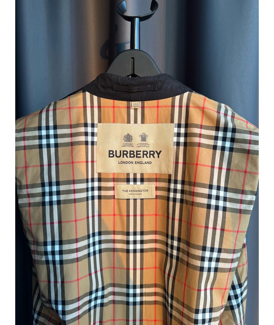 BURBERRY Черный хлопковый тренч / плащ, фото 3