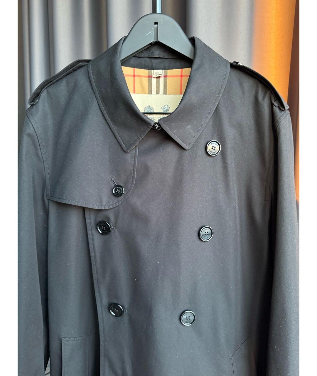 BURBERRY Черный хлопковый тренч / плащ, фото 6