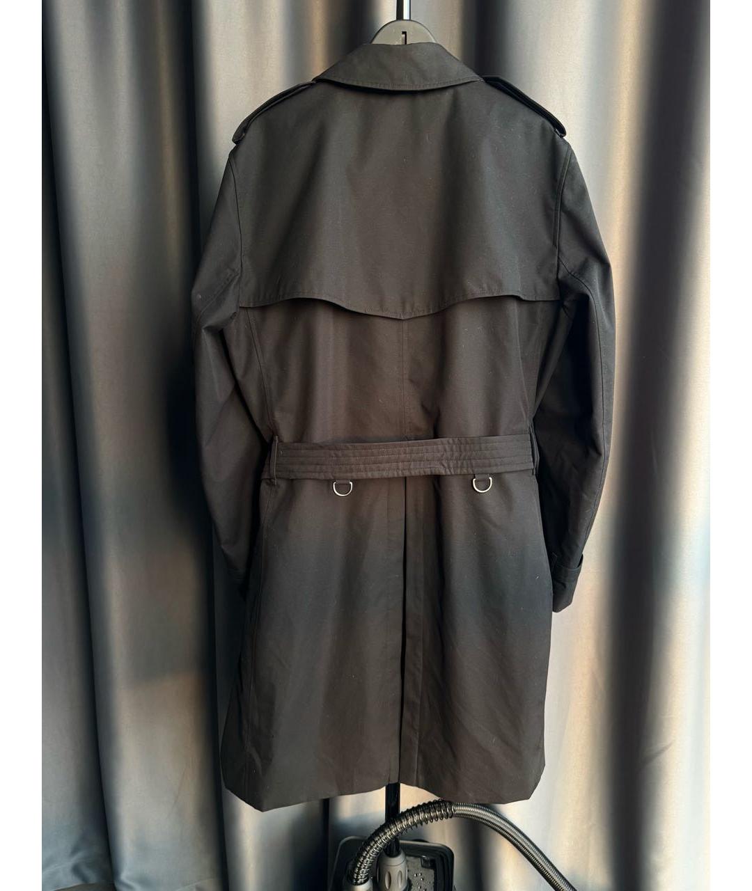 BURBERRY Черный хлопковый тренч / плащ, фото 2