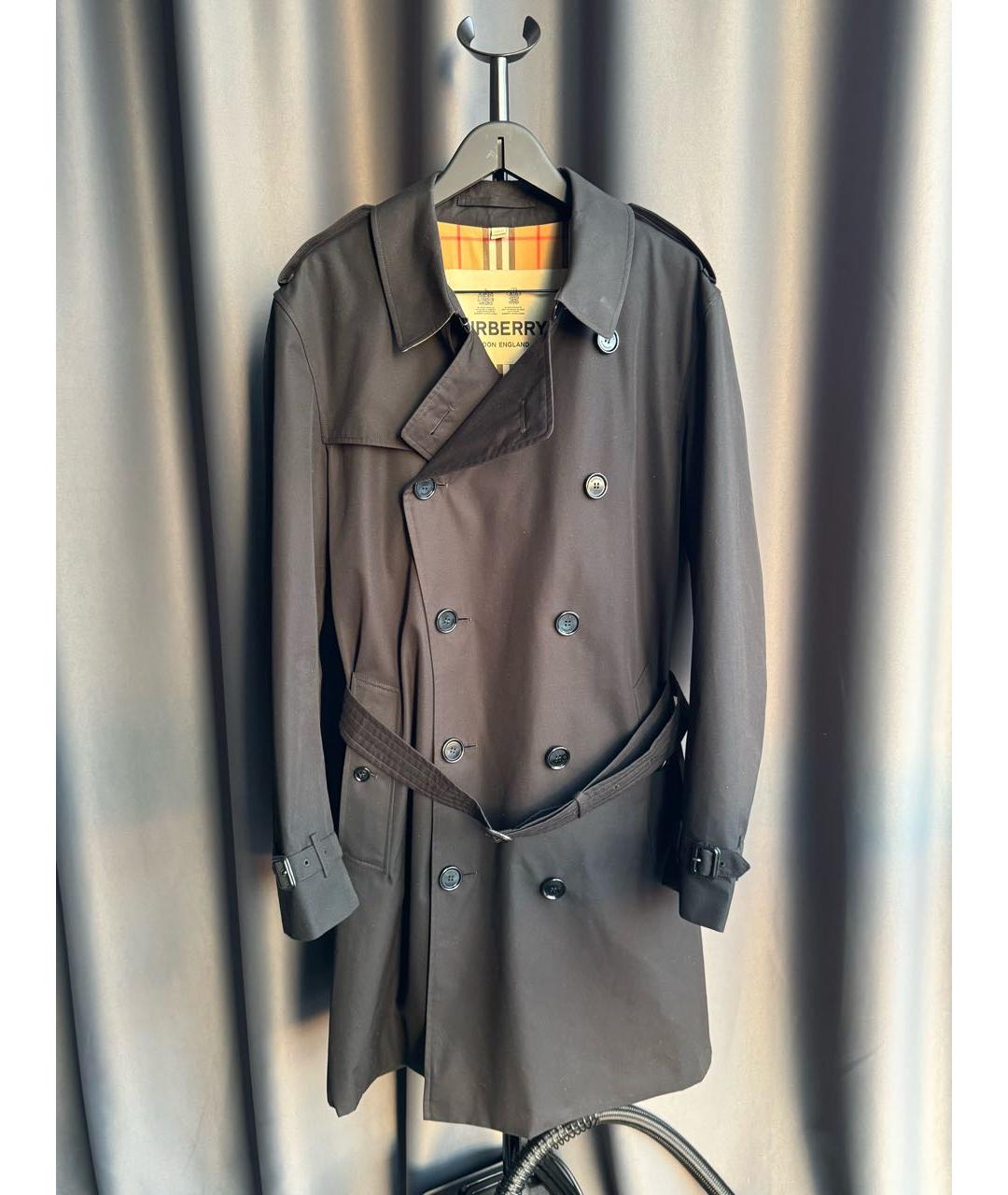 BURBERRY Черный хлопковый тренч / плащ, фото 9