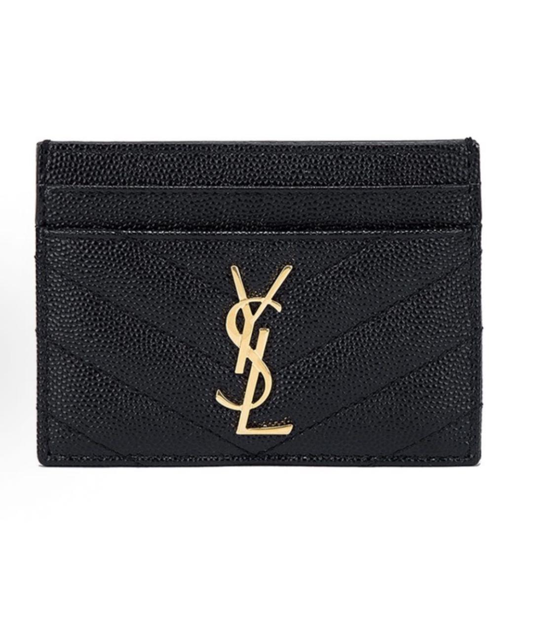 SAINT LAURENT Черный кожаный кардхолдер, фото 5