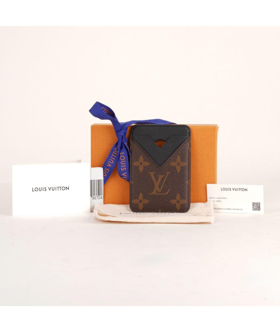 LOUIS VUITTON Коричневый кожаный кардхолдер, фото 2