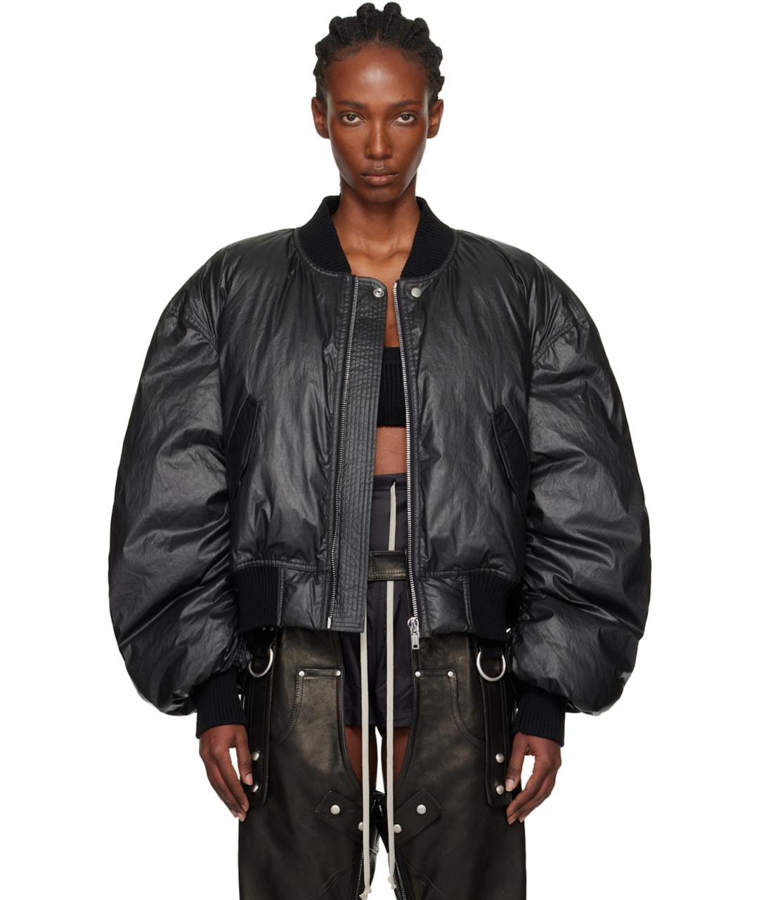 RICK OWENS Черная хлопко-эластановая куртка, фото 5