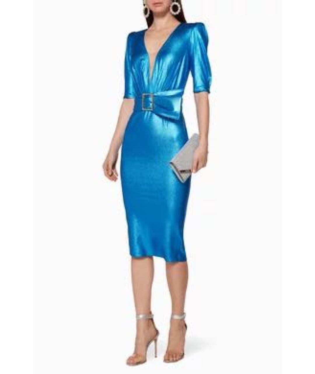 ELISABETTA FRANCHI Синее вискозное коктейльное платье, фото 5