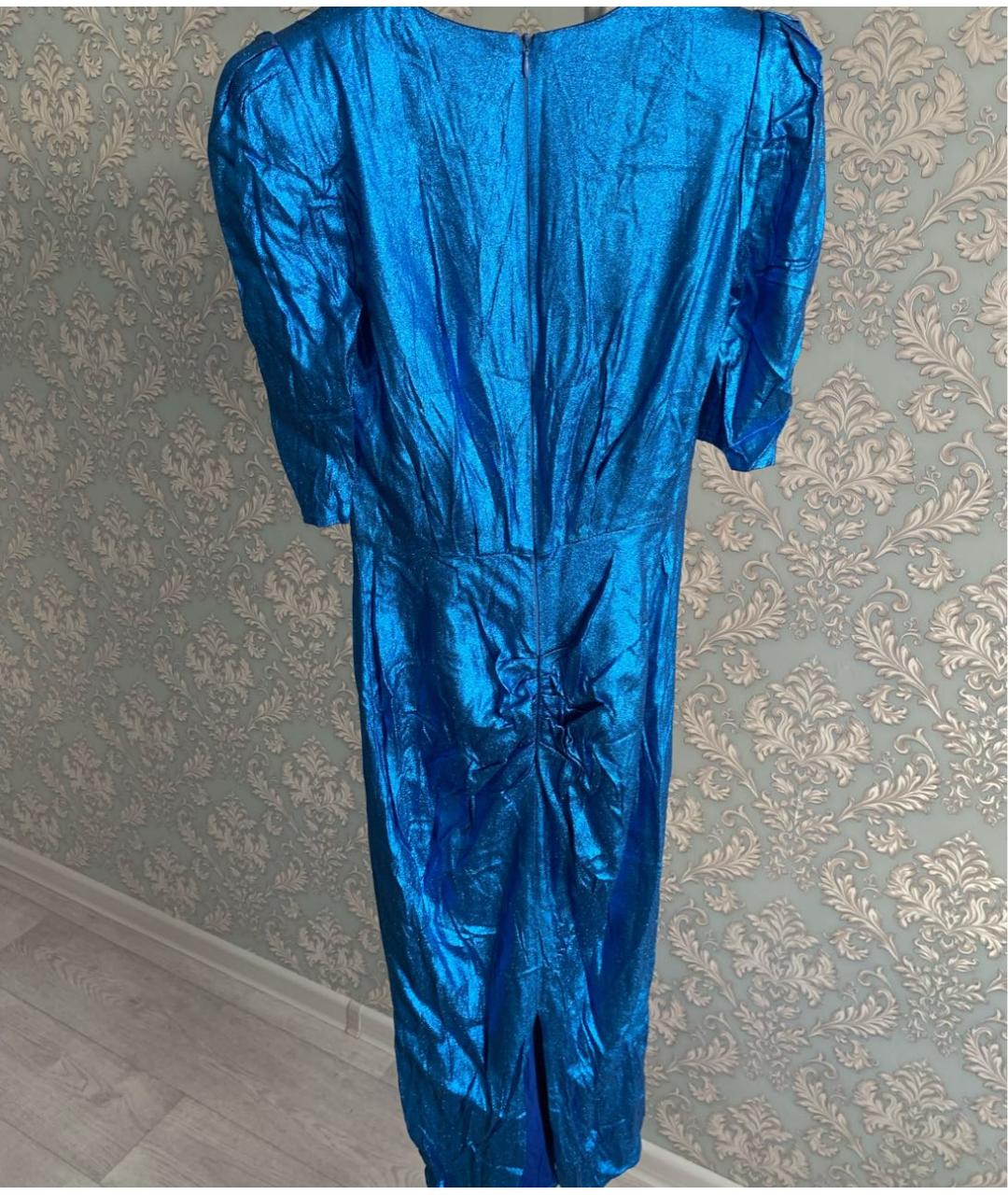 ELISABETTA FRANCHI Синее вискозное коктейльное платье, фото 4