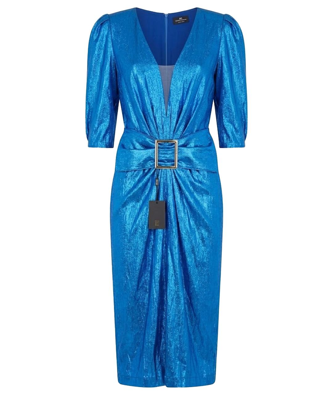 ELISABETTA FRANCHI Синее вискозное коктейльное платье, фото 1