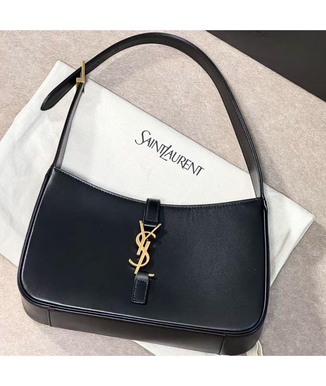 SAINT LAURENT Черная кожаная сумка с короткими ручками, фото 2