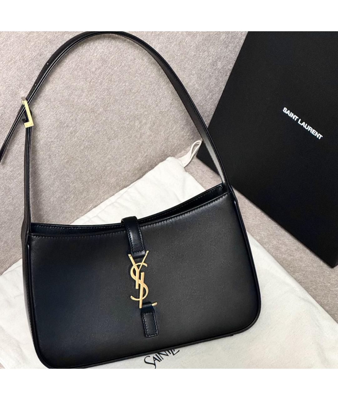 SAINT LAURENT Черная кожаная сумка с короткими ручками, фото 4