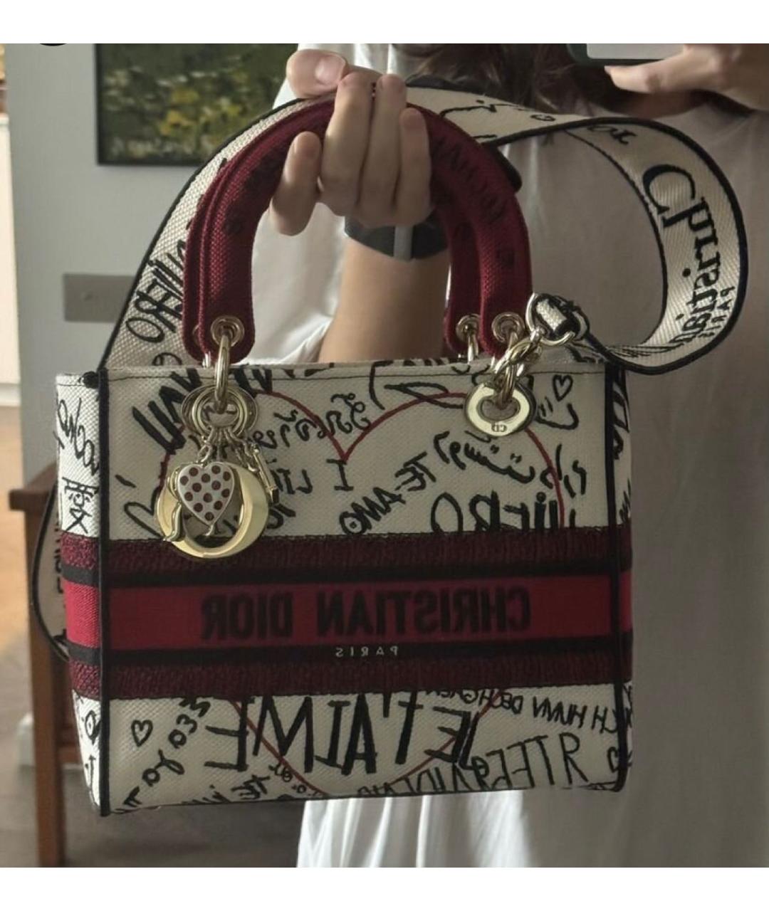 CHRISTIAN DIOR Белая тканевая сумка с короткими ручками, фото 2