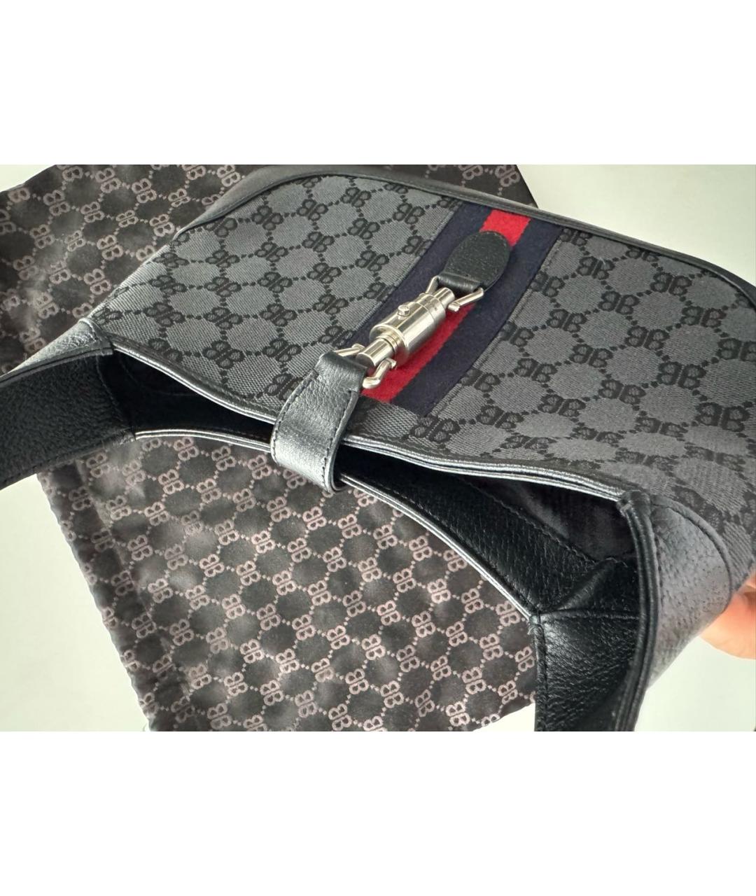 GUCCI Черная кожаная сумка с короткими ручками, фото 8