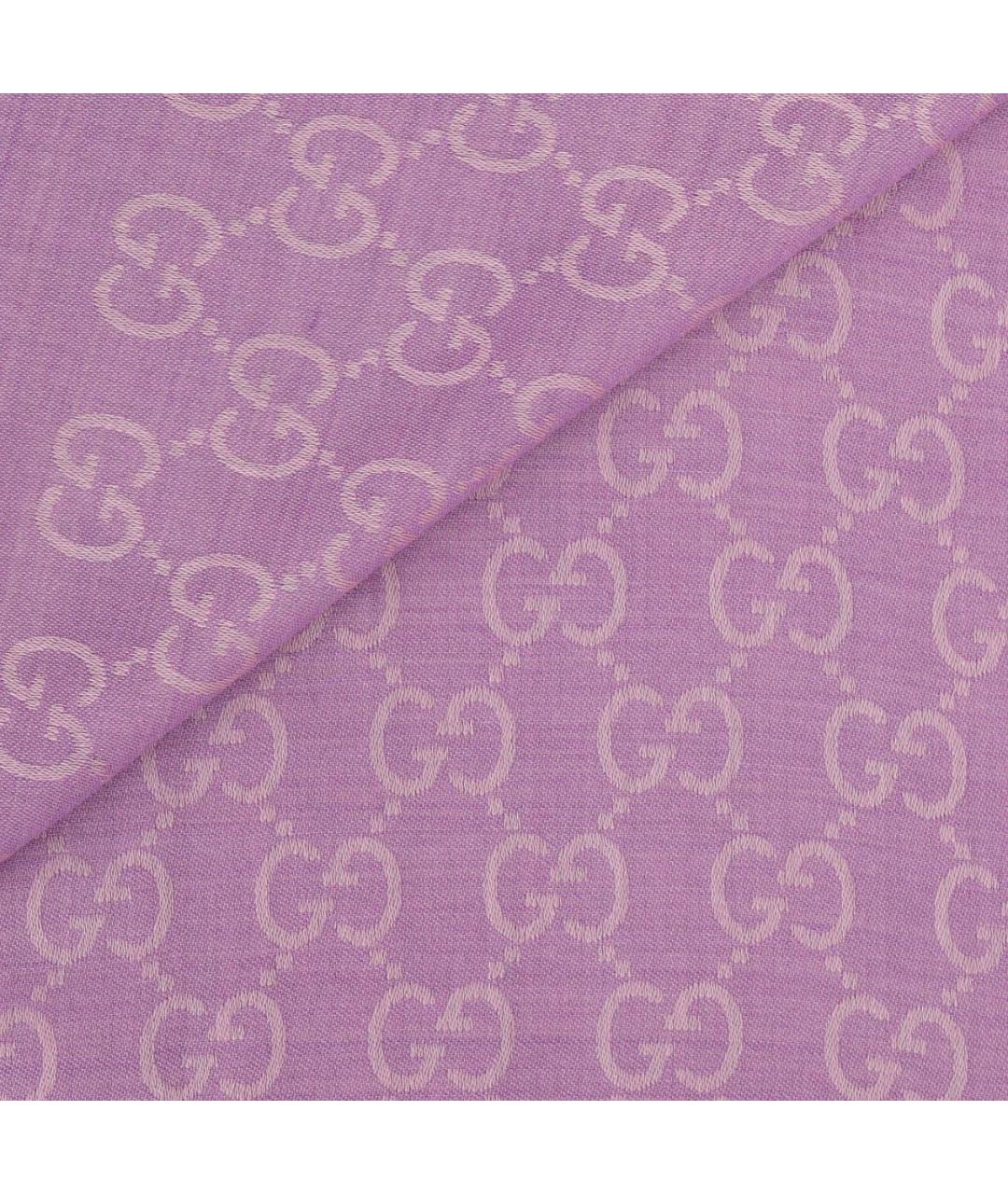 GUCCI Фиолетовый шелковый шарф, фото 4