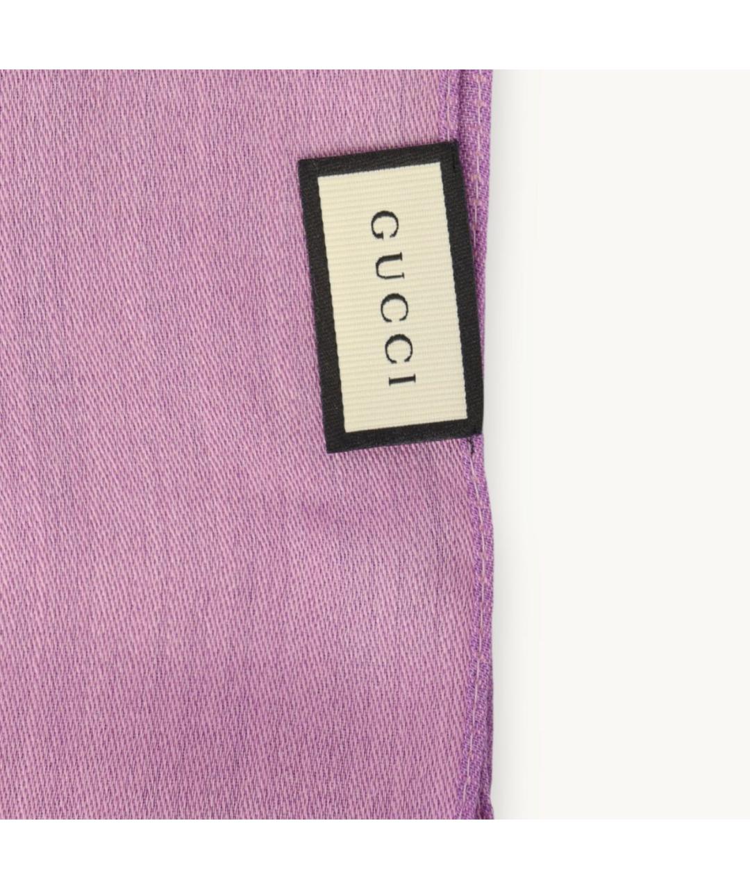 GUCCI Фиолетовый шелковый шарф, фото 5