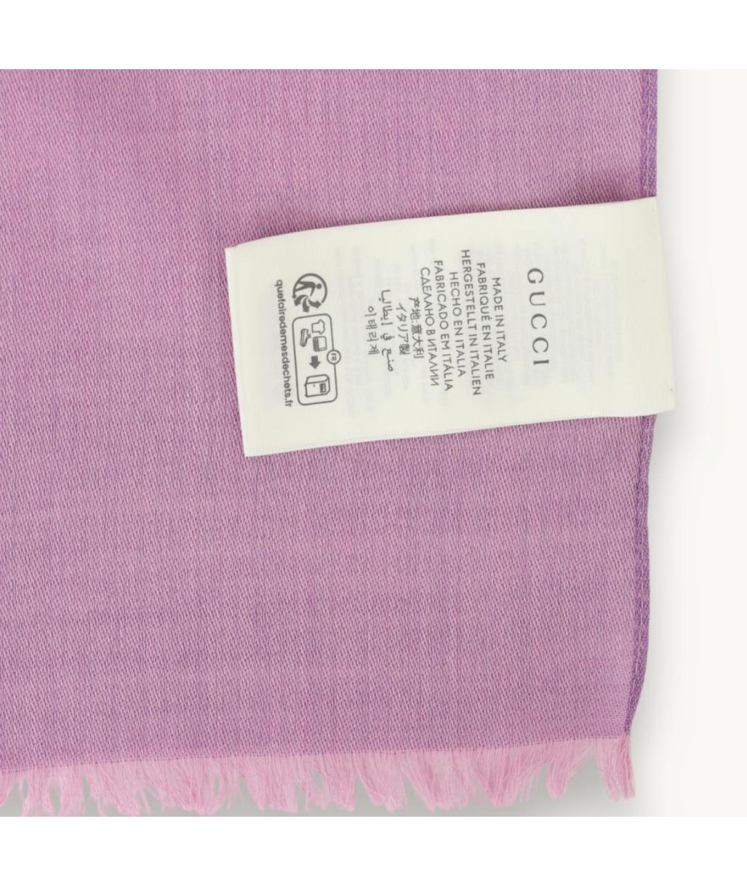 GUCCI Фиолетовый шелковый шарф, фото 6