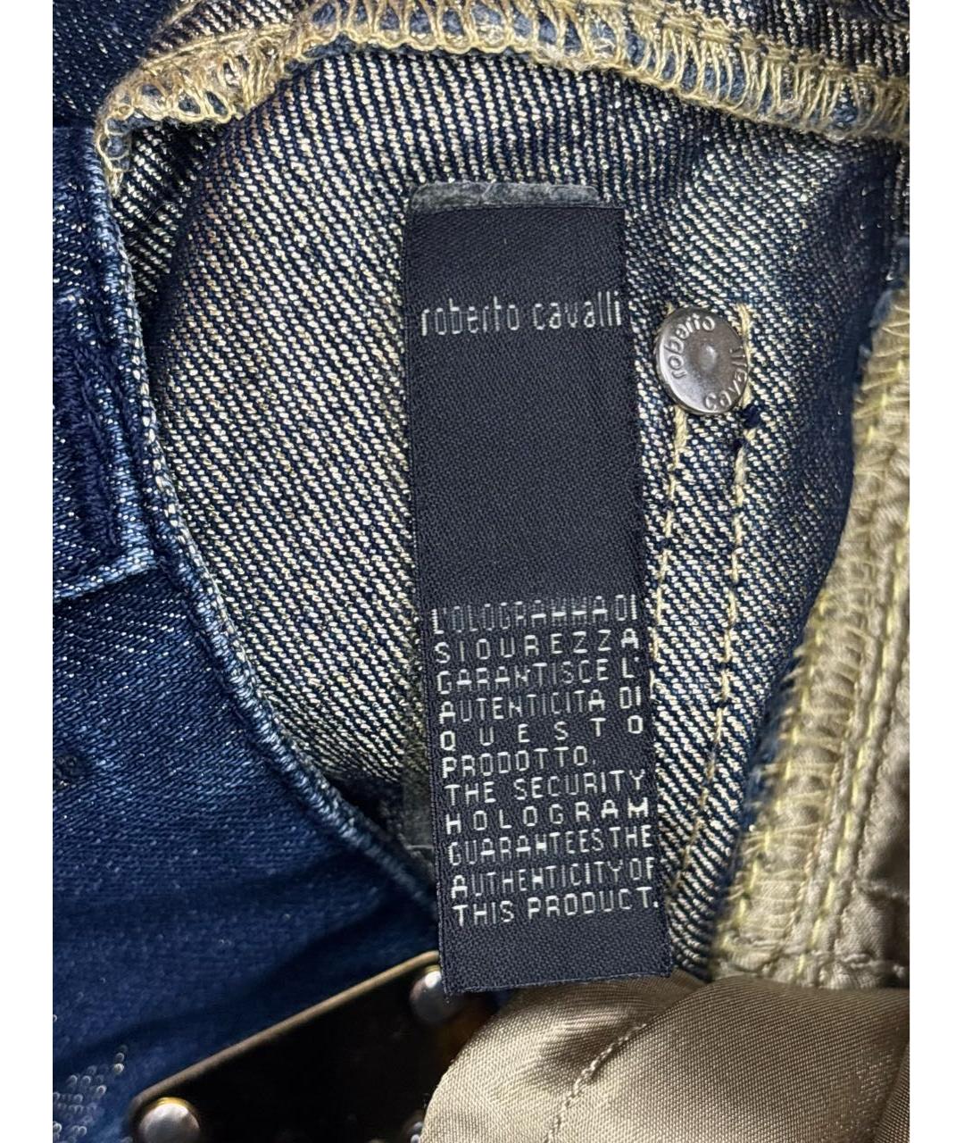 ROBERTO CAVALLI Синяя хлопко-эластановая юбка мини, фото 4