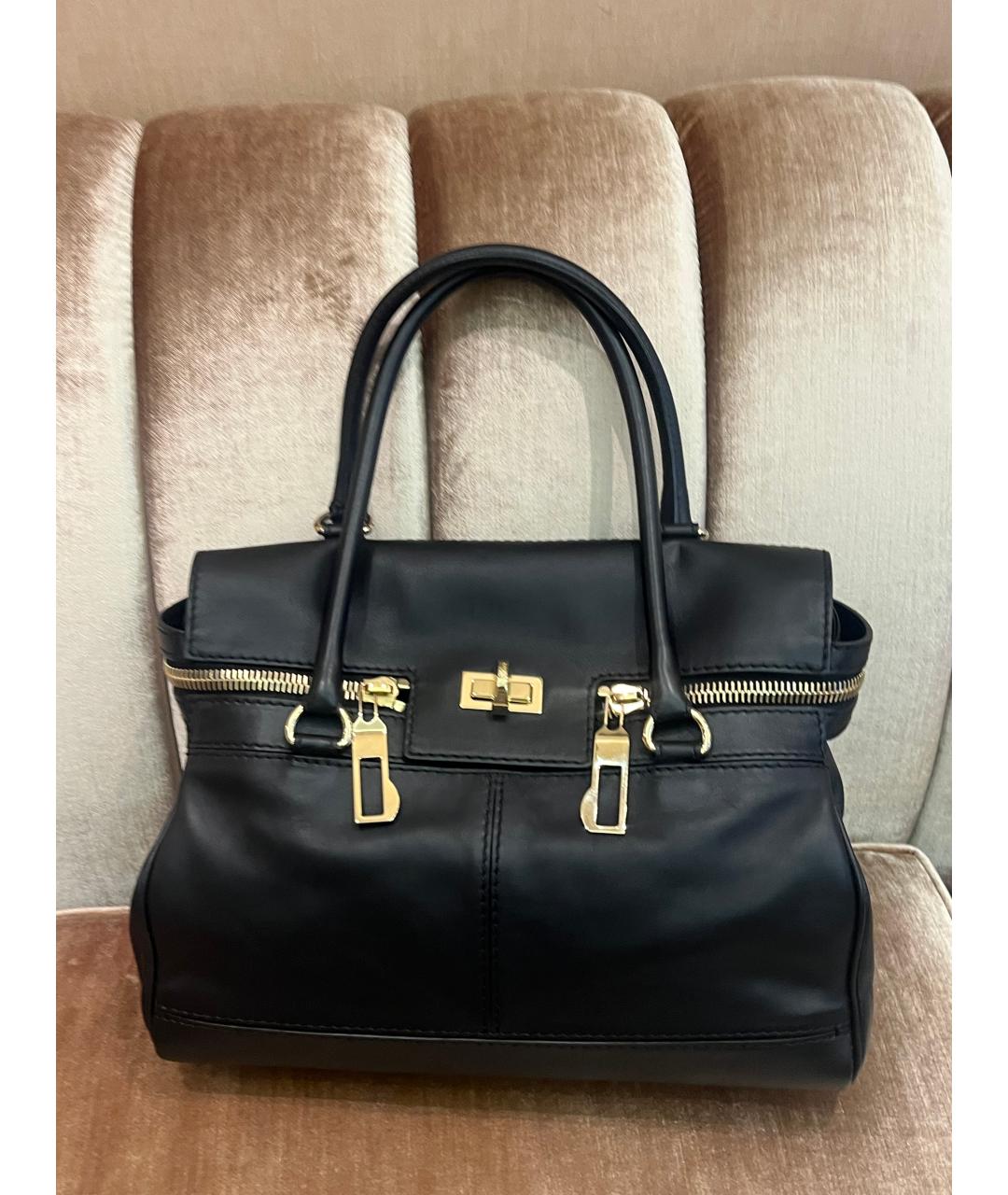 MAX MARA Черная кожаная сумка с короткими ручками, фото 5