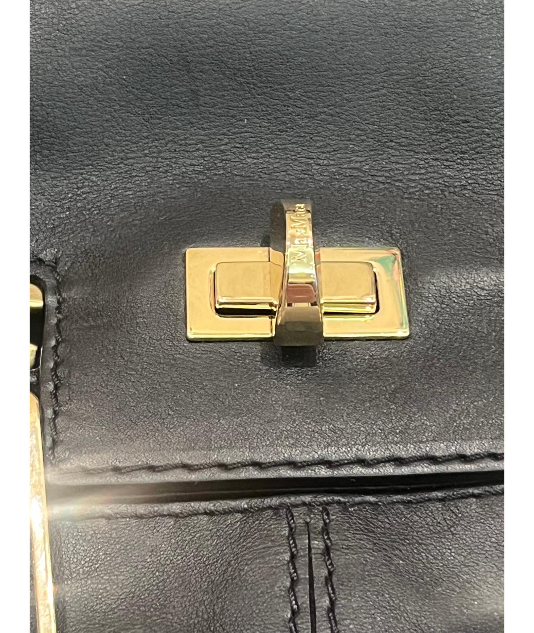 MAX MARA Черная кожаная сумка с короткими ручками, фото 4